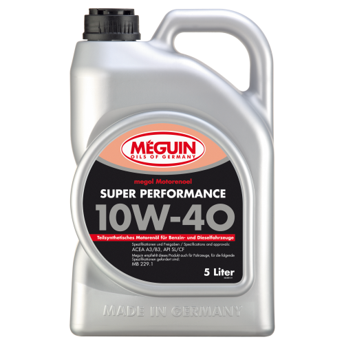 4365 Meguin П/с. мот.масло Megol Motorenoel Super Performance 10W-40 CF/SL A3/B3 (5л) - 5 л