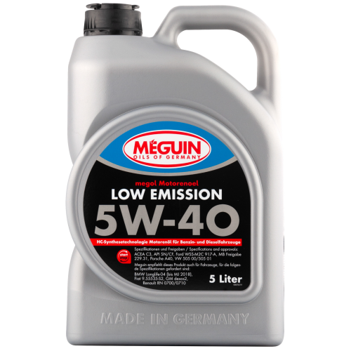 6574 Meguin НС-синт. мот.масло Megol Motorenoel Low Emission 5W-40 CF/SN C3 (5л) - 5 л